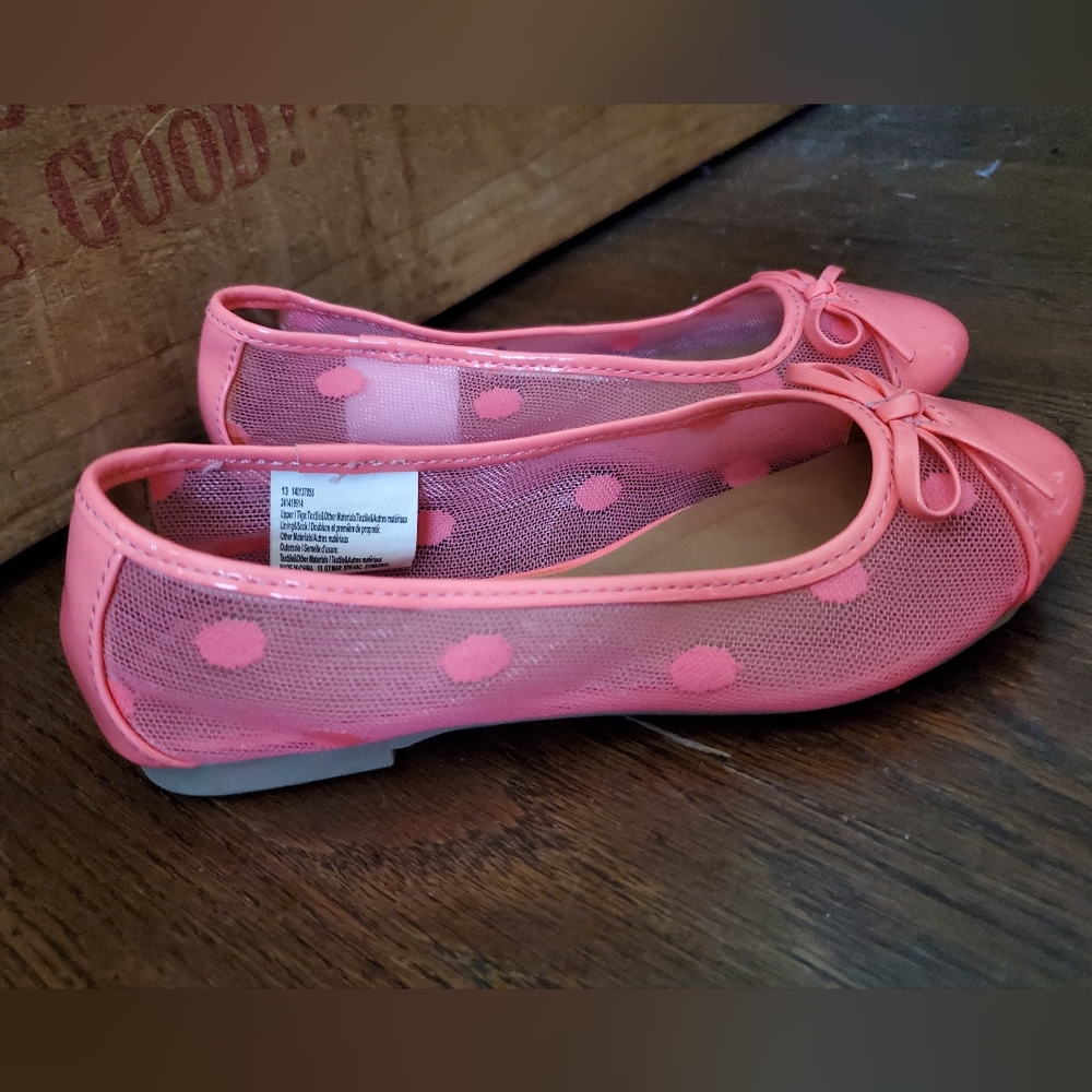 GYMBOREE Girls 13 bright salmon dress flats - Picture 2 of 9